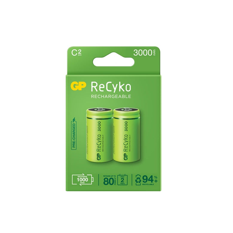 Įkraunami elementai GP RECYKO C, 3000 mAh, 2 vnt.