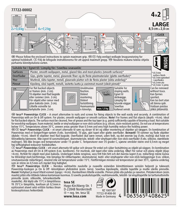 Lipni juostelė Tesa Power-Strips 77722, Dvipusė 0.085m x 2cm