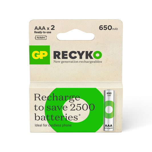Įkraunami elementai GP RECYKO AAA, 650mAh, 2 vnt.