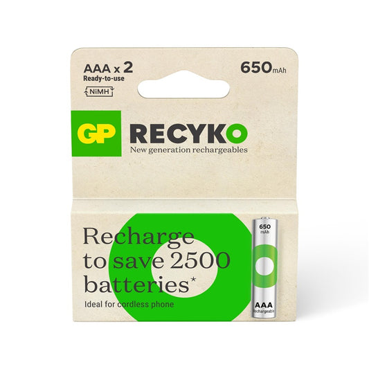 Akumulatorki GP RECYKO AAA, 650mAh, 2 szt.