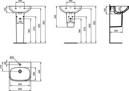 Umywalka Ideal Standard I.LIFE A T470701, ceramika, 18x50x44 cm