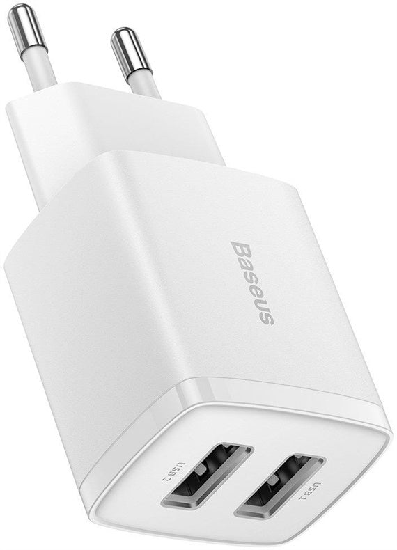 Ładowarka Baseus Compact Charger 2U, 2 x USB, biała, 10.5 W