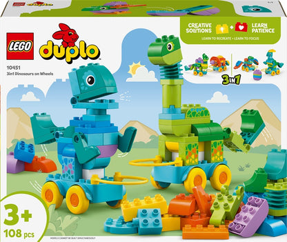 Klocki LEGO® Duplo 3w1 Dinozaury na kółkach 10451