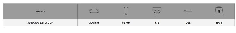 Tiesinio pjūklo geležtės Bahco 5/8TPI 300x1.6mm, 2 vnt.