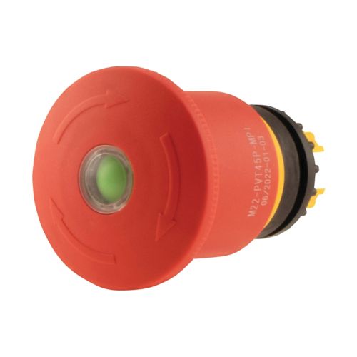 121463 Eaton M22-PVT45P-MPI Emergency stop/emergency switching off pushbutton Ø45mm, Turn-to-release function, with mechanical switch position indication