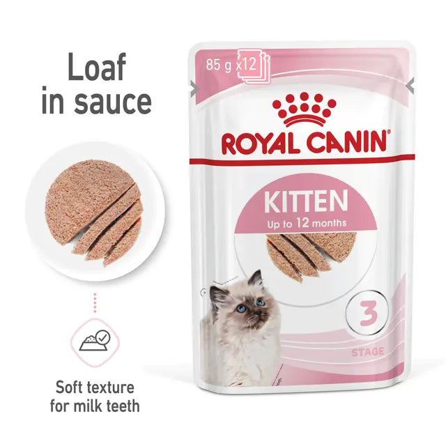 ROYAL CANIN KITTEN Loaf in Sauce - Wet Food for Kittens Pate 12x85g