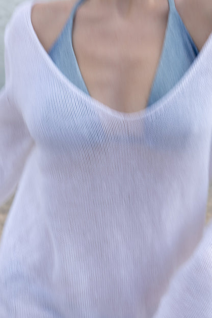 Langes Kleid Mare aus 100 % Leinen, Weiß