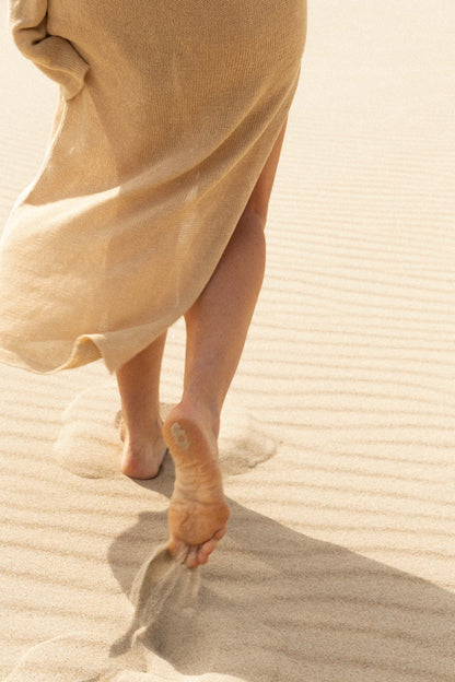 Mare 100% Leinen Langes Kleid Sand