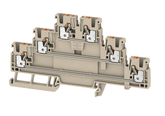 2428510000 A3T 2,5 Dreistock-Durchgangsklemme PUSH IN 2,5mm² 800V 22A, dunkelbeige