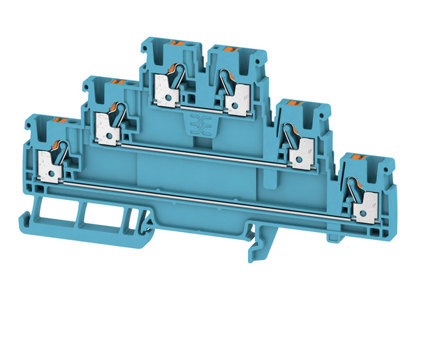 2428520000 A3T 2,5 BL Dreistock-Durchgangsklemme PUSH IN 2,5mm² 800V 22A, blau