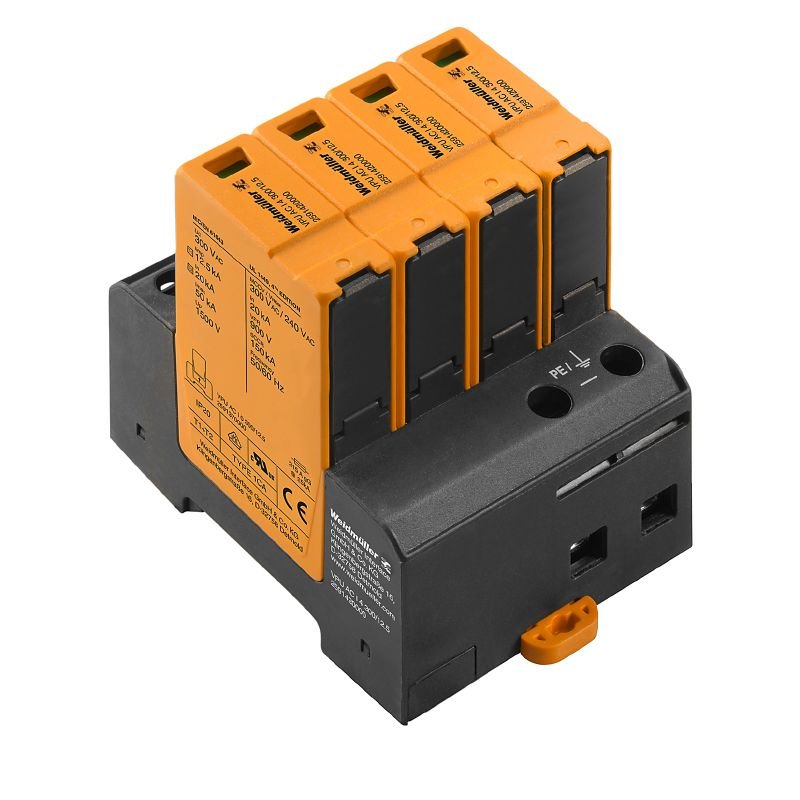 2591420000 Weidmuller VPU AC 4 300/12.5 Surge arrester 4P T1+T2 Imax 50kA, Iimp 12,5kA