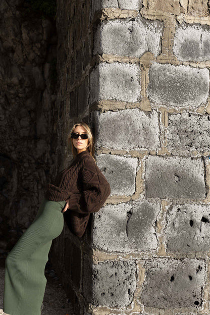 Madonna Rippstrick-Midirock Khaki *WENDEBAR*