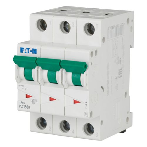 263386 Eaton PL7-B6/3 Miniature Circuit Breaker 6A 3P B