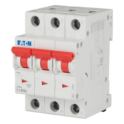 263387 Eaton PL7-B10/3 Miniature Circuit Breaker 10A 3P B