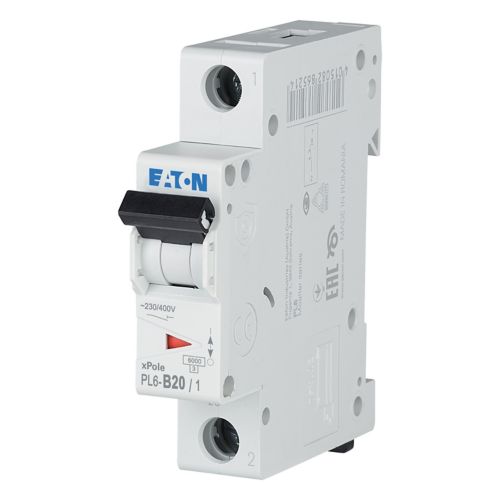 286522 Eaton PL6-B20/1 Miniature Circuit Breaker 20A 1P B 230V