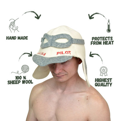 Sauna Hat ‘Sauna Pilot’ 100% Wool
