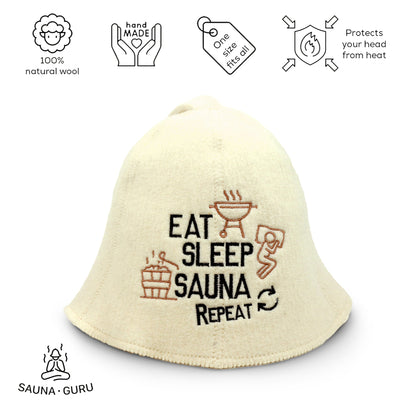 Sauna Hat ‘Sauna Repeat’ 100% Wool
