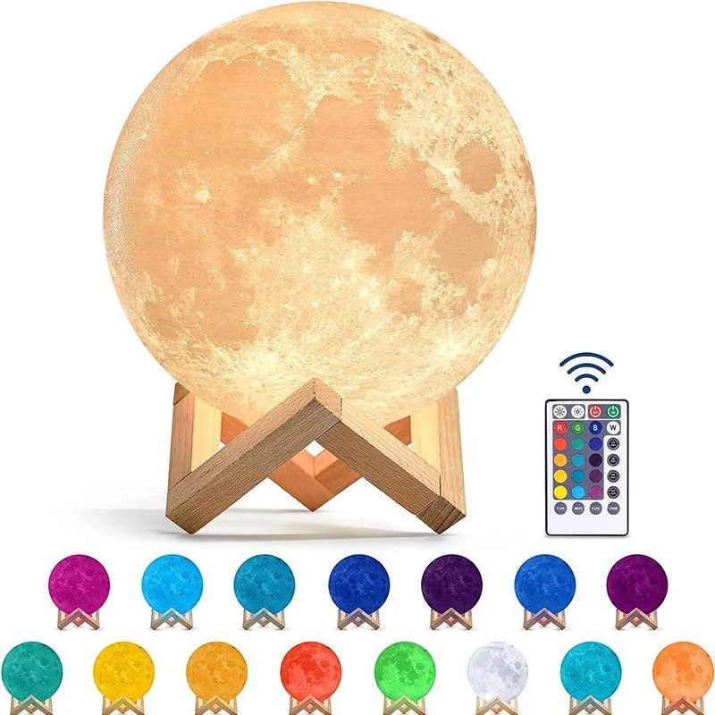 3D Mėnulio Naktinė Lemputė - Realistiškas LED Apšvietimas 8-20cm