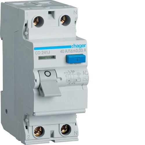 Wyłącznik różnicowoprądowy Hager CD226J, 2P, 25 A, 230 V, 30 mA
