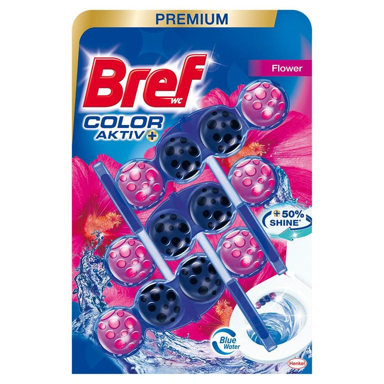 WC valiklis-gaiviklis BREF COLOR AKTIV FLOWER, 3×50 g