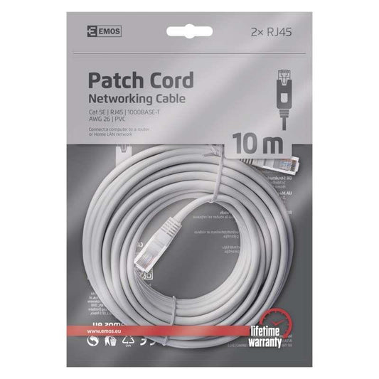 Kabelis EMOS RJ-45 M, RJ-45 M, 10m, pilkas S9126