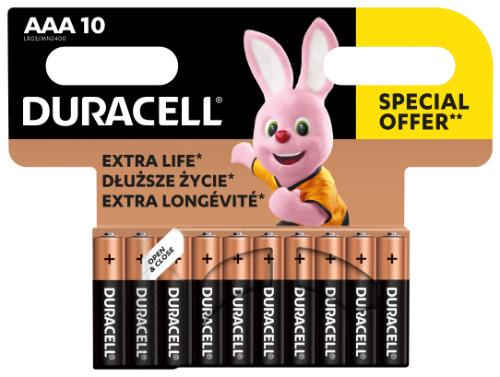 Baterie alkaliczne DURACELL AAA/LR03, 1.5V, 10 szt.