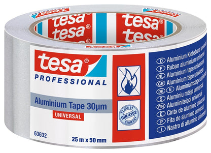 Lipni aliuminio juosta, Tesa Universal, 25 m x 50 mm