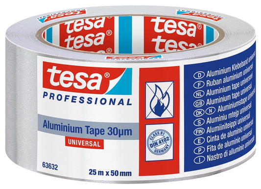 Lipni aliuminio juosta, Tesa Universal, 25 m x 50 mm