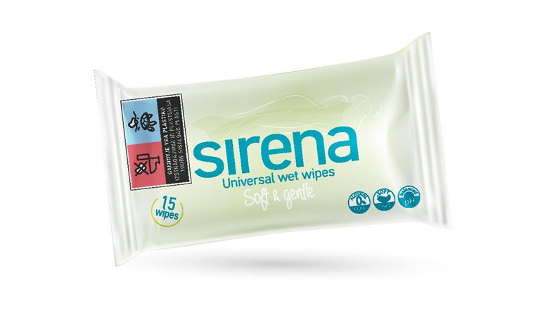 Drėgnosios servetėlės SIRENA, 15 vnt.