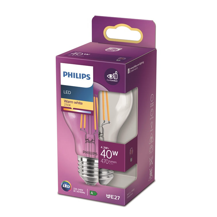 Żarówka Philips LED, A60, E27, 4,3 W, 470 lm, 2700 K