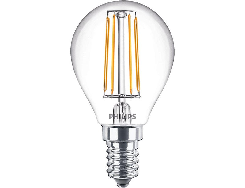 LED lempa Philips Fil P45, 4.3W, E14, 2700K, 470lm, skaidri