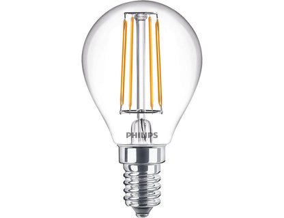 LED lempa Philips Fil P45, 4.3W, E14, 2700K, 470lm, skaidri