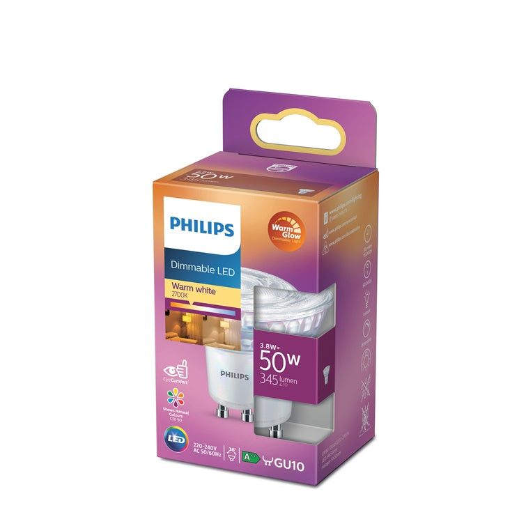 LED lemputė Philips PAR16, 36°, 3.8W, GU10, WW, 390lm, dim