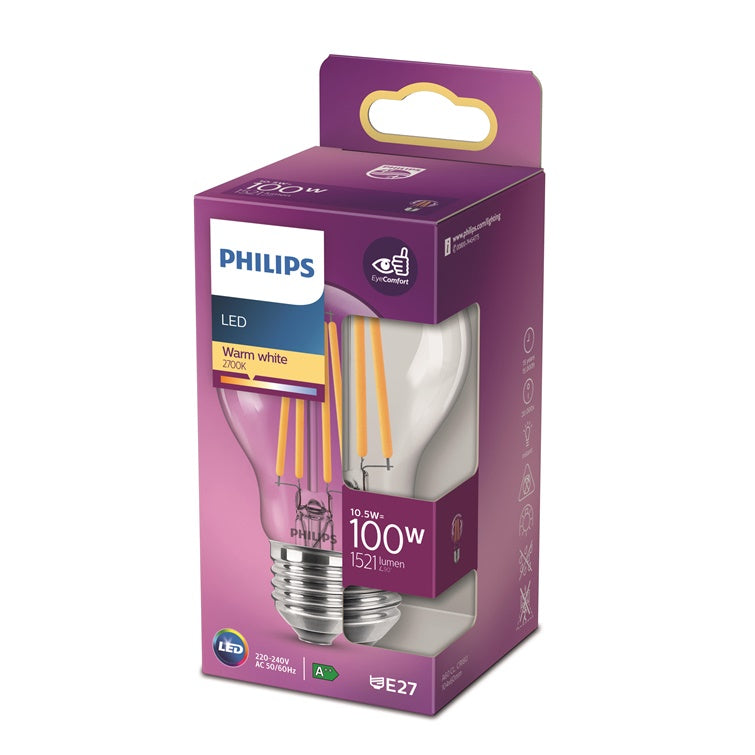 Żarówka LED Philips, A60, E27, 10,5 W, 1521 lm, 2700 K