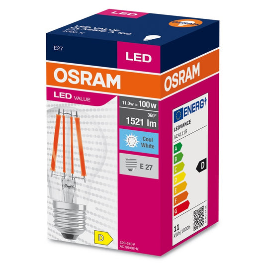 Żarówka OSRAM LED filamentowa, A60, E27, 11W, 1521lm, 4000K