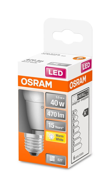 ŻARÓWKA OSRAM LED, P40, E27, 5,5W, 470lm, 2700K