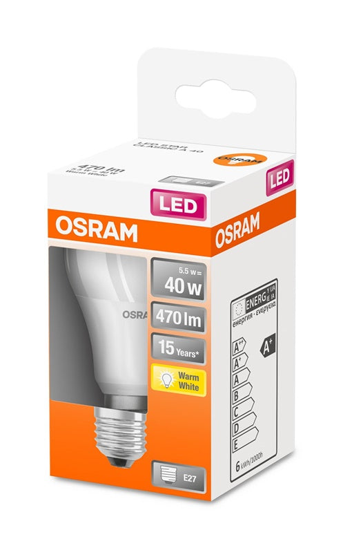 Żarówka OSRAM LED, A60, E27, 5,5 W, 470 lm, 2700 K