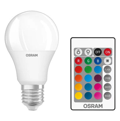 LEMPUTĖS OSRAM LED, A60, E27, 9W,806lm,2700K,RGBW,2vnt+pult