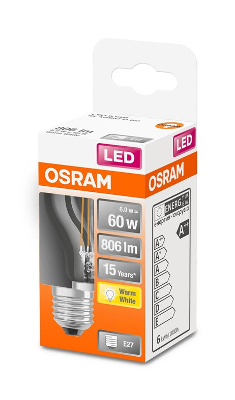 Żarówka LED Osram filamentowa, P45, E27, 6 W, 806 lm, 2700 K