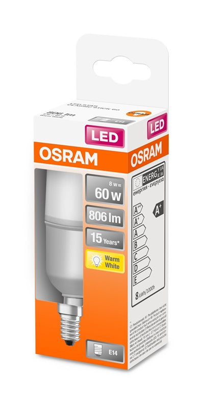 Żarówka LED Osram STICK, 8W, E14, 2700K, 806lm, matowa