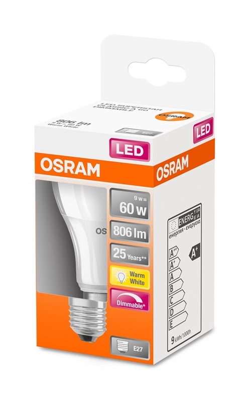 Lemputė Osram LED, A60, E27, 9 W, 806 lm, 2700 K