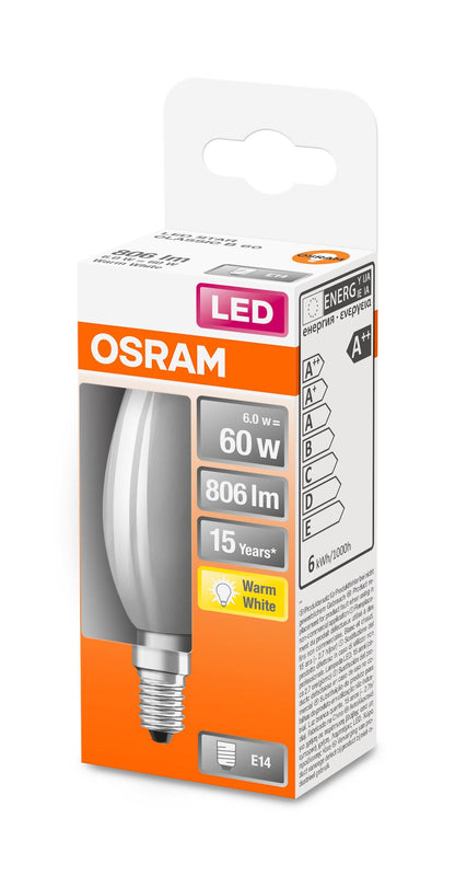 LED lemputė OSRAM, B35, E14, 6 W, 806 lm, 2700 K