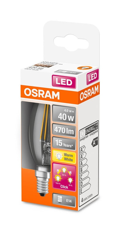 LED lemputė OSRAM, B35, E14, 4 W, 470 lm, 2700 K