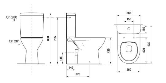 Unitazas JIKA LYRA PLUS RIMLESS H8273, 385×630 mm