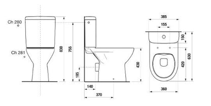 Unitazas JIKA LYRA PLUS RIMLESS H8273, 385×630 mm