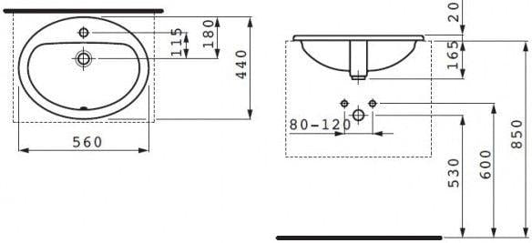 Umywalka LAUFEN PRO, 560×460 mm
