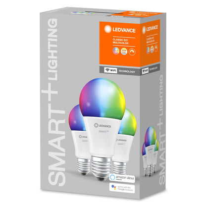 Išmanioji LED lempa SMART WIFI, A60, 9W, E27, 806lm,RGBx3vnt
