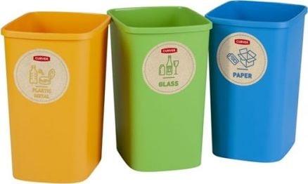 Rūšiavimo šiukšliadėžių rinkinys ECO FRIENDLY, 3 × 9 l