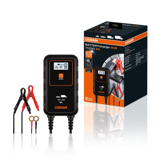 Akumuliatoriaus įkroviklis OSRAM 908, 12–24 V