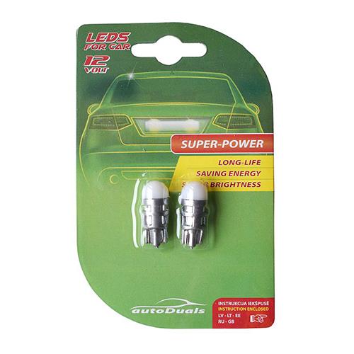 AutoDuals LED T10 Light Bulb White 2pcs